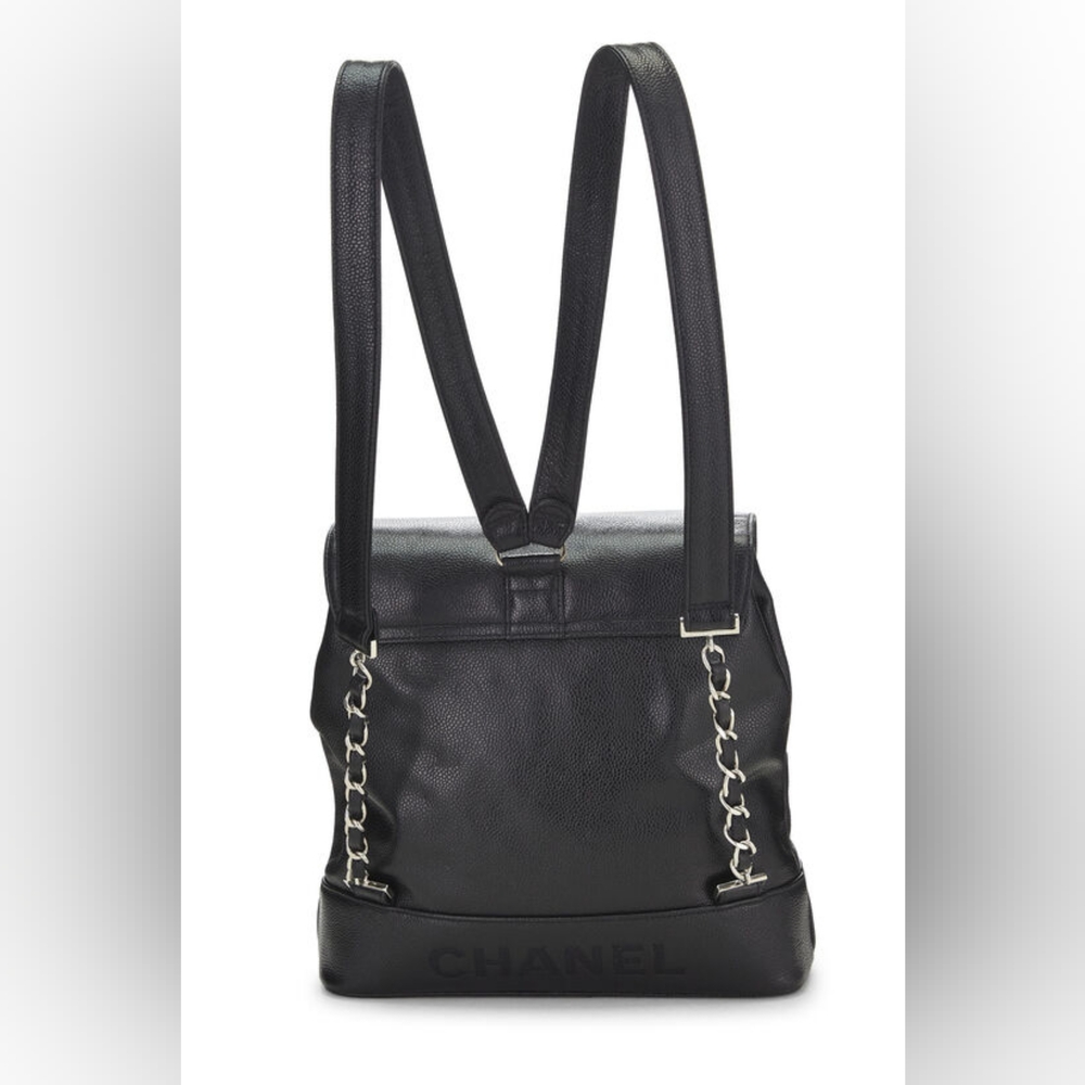 ❌️SOLD❌️⚜️Vintage ⚜️Chanel Black Caviar 'CC' Backpack - Picture 6 of 16
